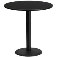 Flash Furniture XU-RD-42-BLKTB-TR24B-GG 42" Round Black Laminate Table Top with 24" Round Bar Height Table Base